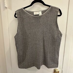 Liz Claiborne grey shell sweater sleeveless, 100% cotton